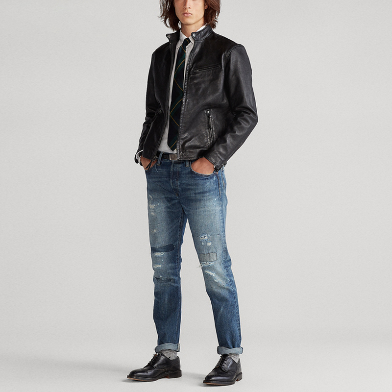 Polo Ralph Lauren Кожаная куртка мужская черная, Black — фото 4