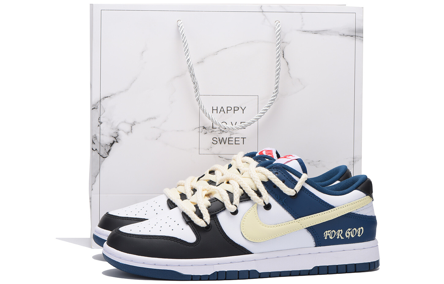 

Кроссовки Nike Dunk Skateboarding Shoes Men Low-top Black, темно-синий