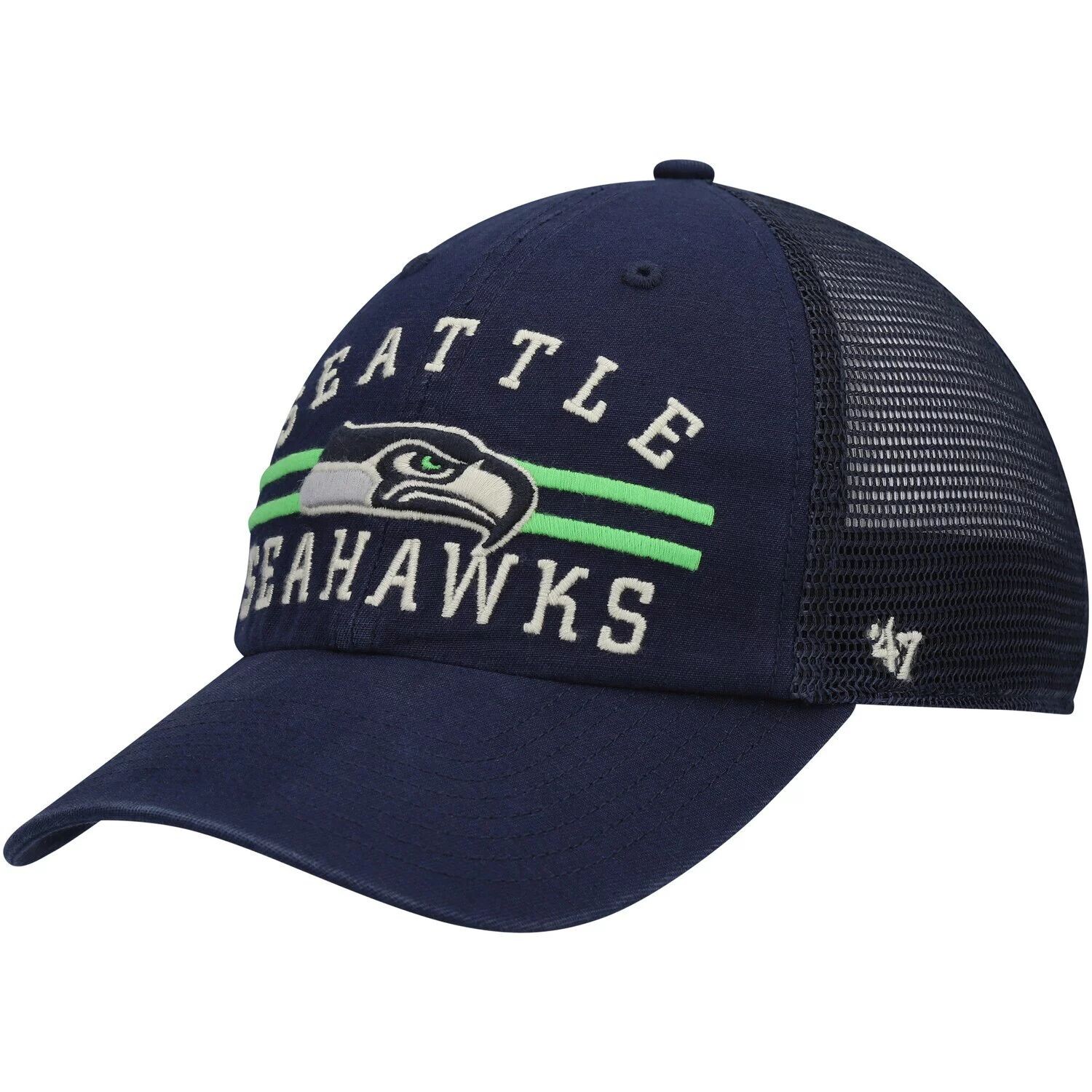 

Мужская темно-синяя мужская кепка с капюшоном Seattle Seahawks Highpoint Trucker Clean Up Snapback '47