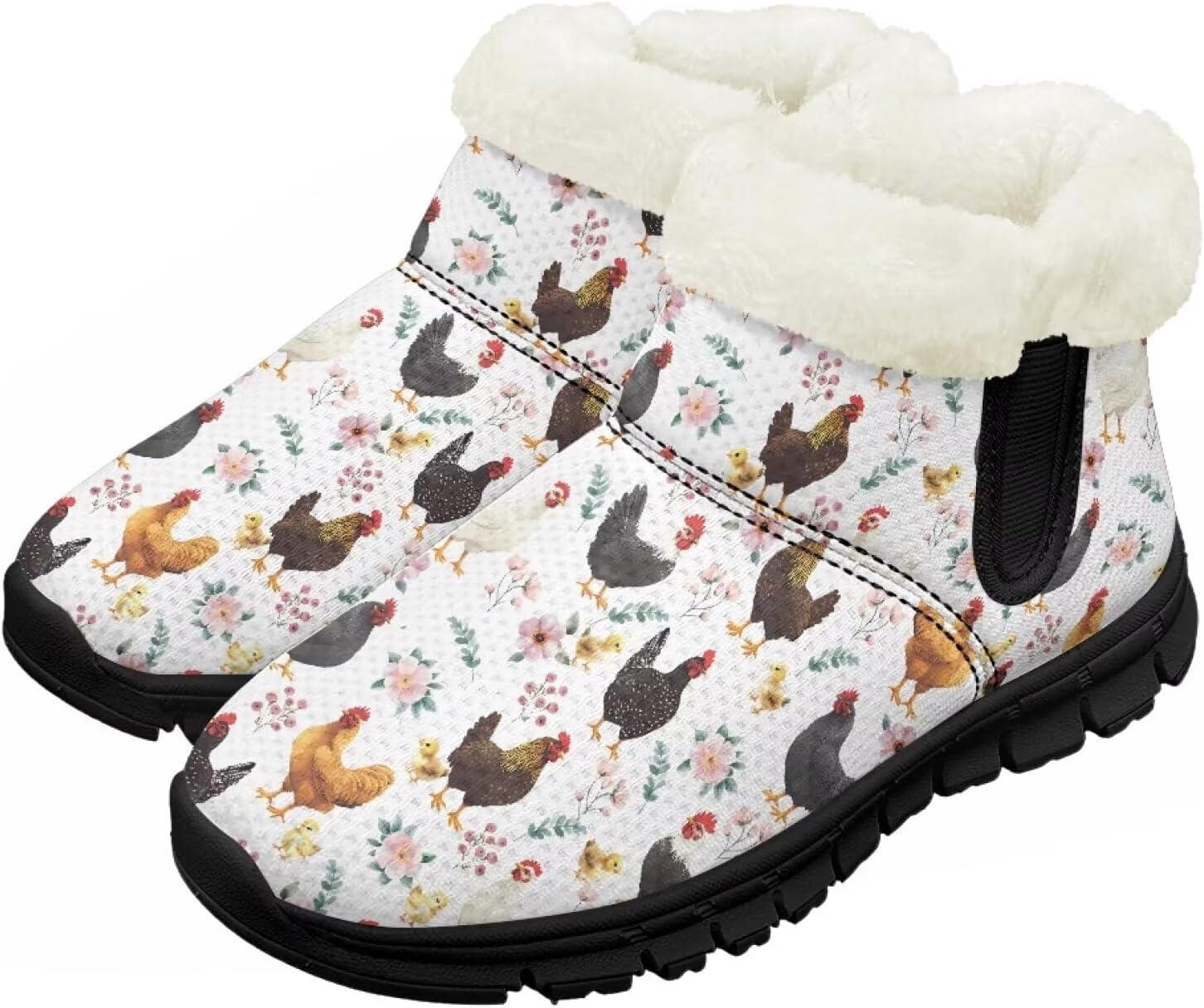

Детские зимние сапоги теплые водонепроницаемые снежные сапожки с меховой подкладкой для мальчиков и девочек, малыш/маленький ребенок/старший ребенок Pzuqiu, White Roosters