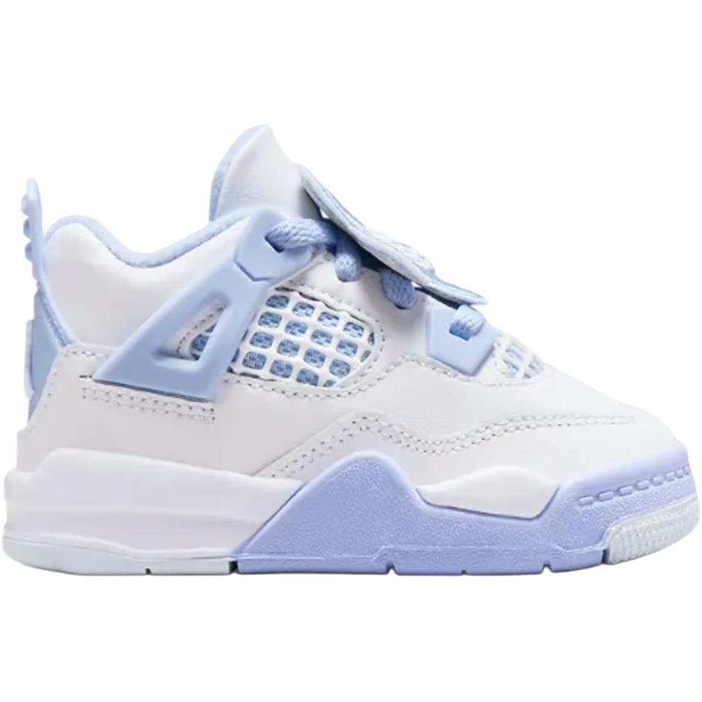 Jordan Air 4 противоскользящие износостойкие низкие детские туфли White Blue для малышей — фото 3