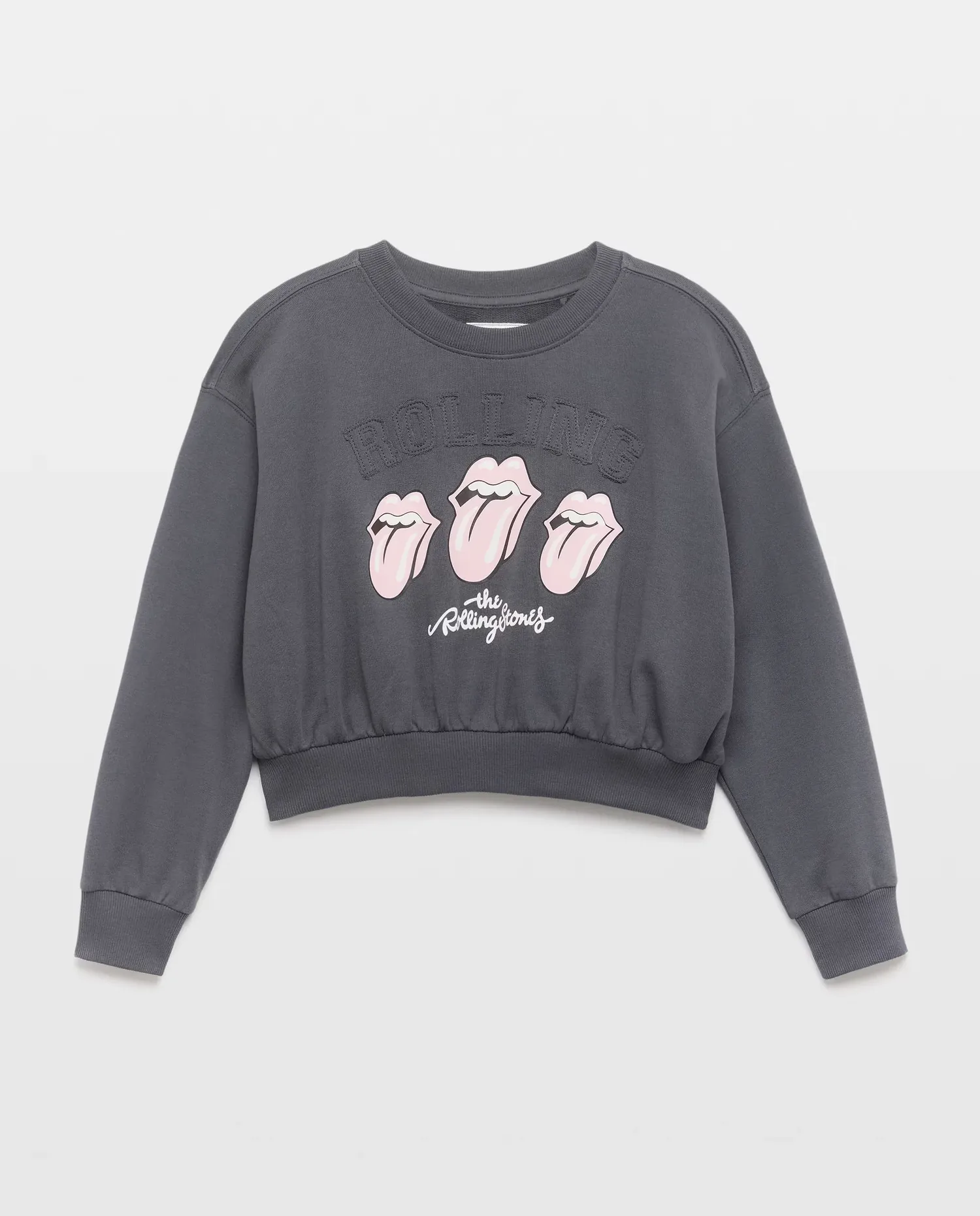 Детский свитшот с передним принтом Rolling Stones Kids El Corte Inglés, серый — фото 4