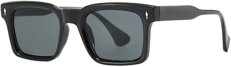 

Прочные квадратные солнцезащитные очки в стиле ретро для женщин и мужчин, массивная черная оправа с металлическими акцентами, защита от УФ-излучения UV400, темные линзы ENSARJOE