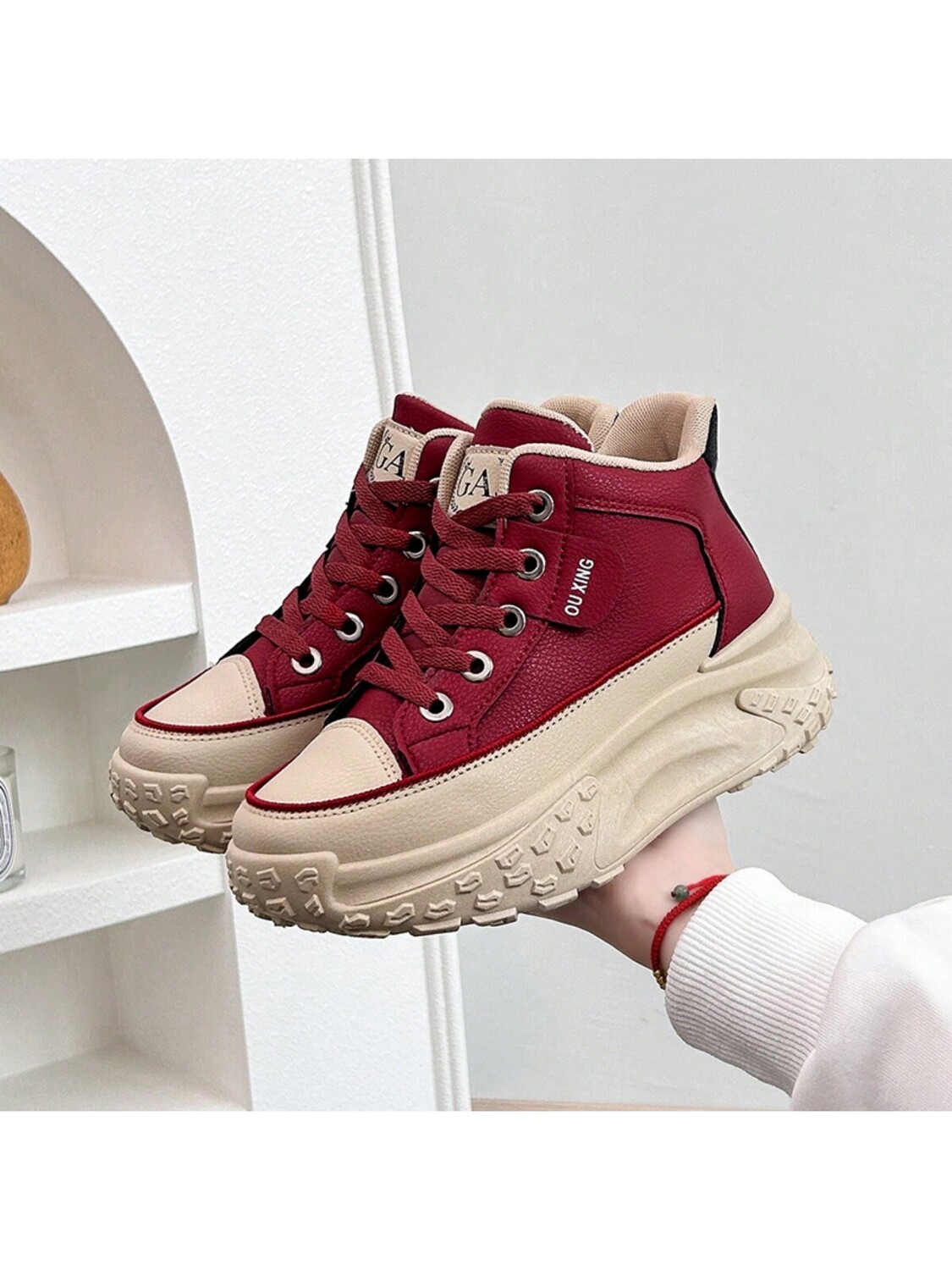 

Кроссовки SHEIN, белый/бордовый