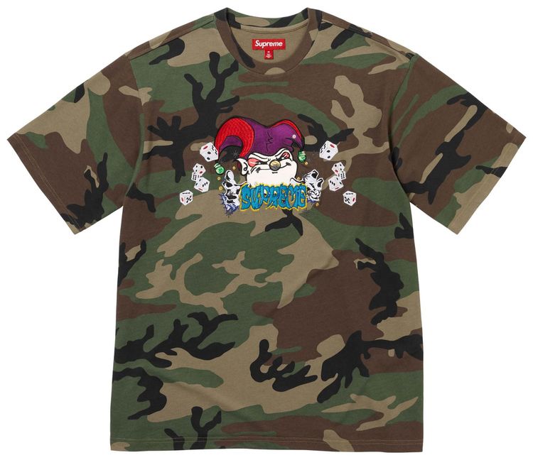 

Футболка Supreme Aoi Jester с коротким рукавом, расцветка «Лесной камуфляж», коричневый