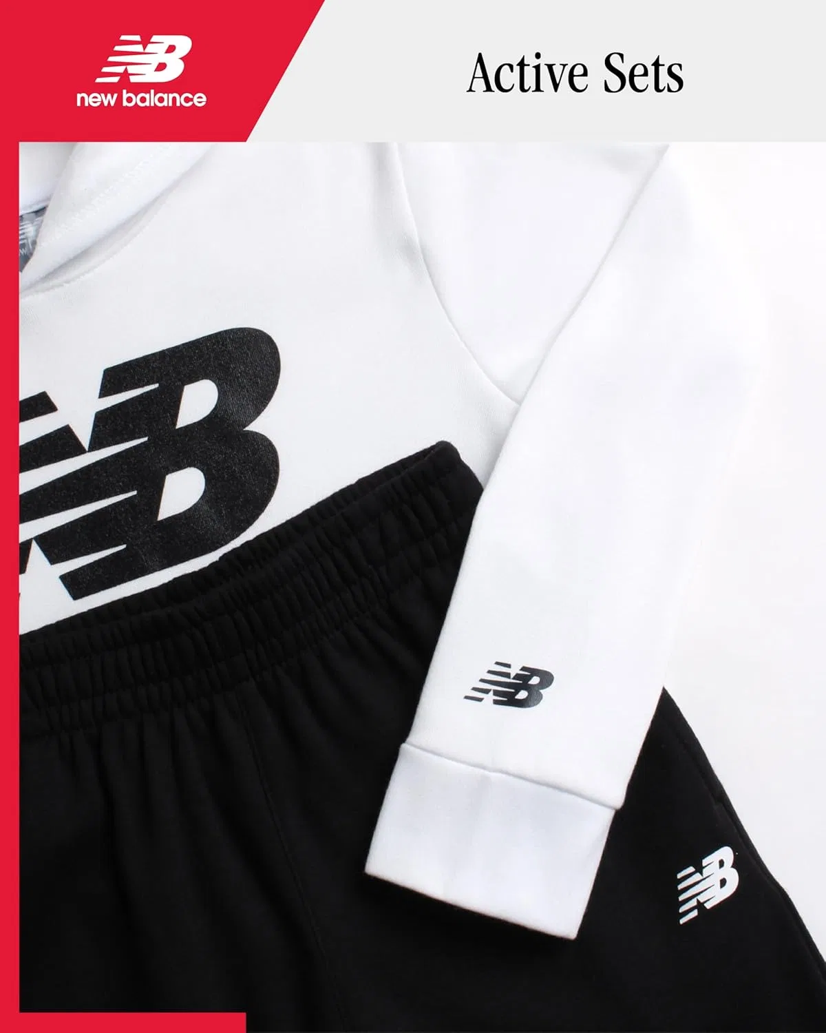 Детский спортивный костюм из флиса New Balance, 2 предмета, Bright White Black — фото 2
