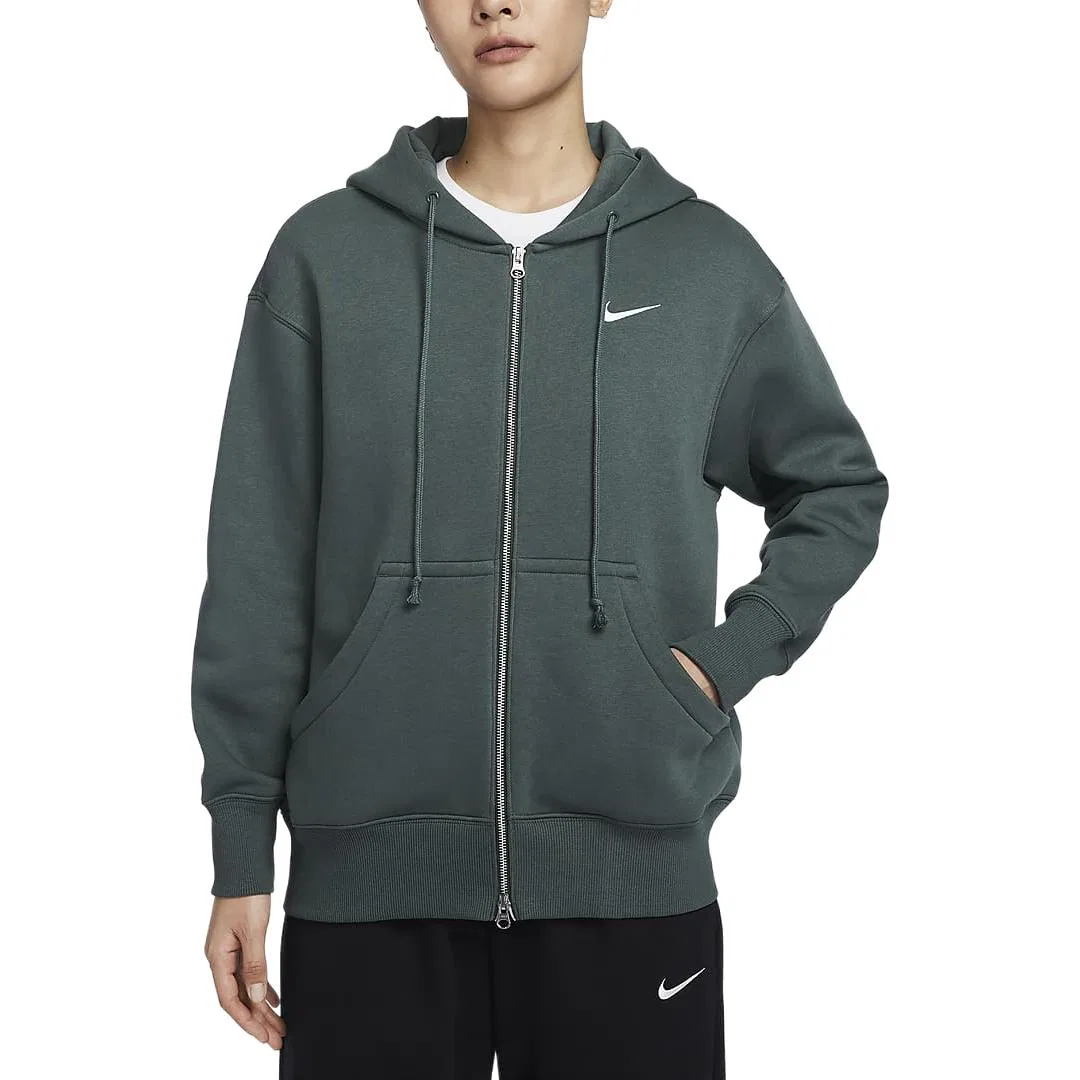 Женская куртка-худи Sportswear Phoenix Fleece Oversize на молнии с флисовой подкладкой Nike, Vintage Green