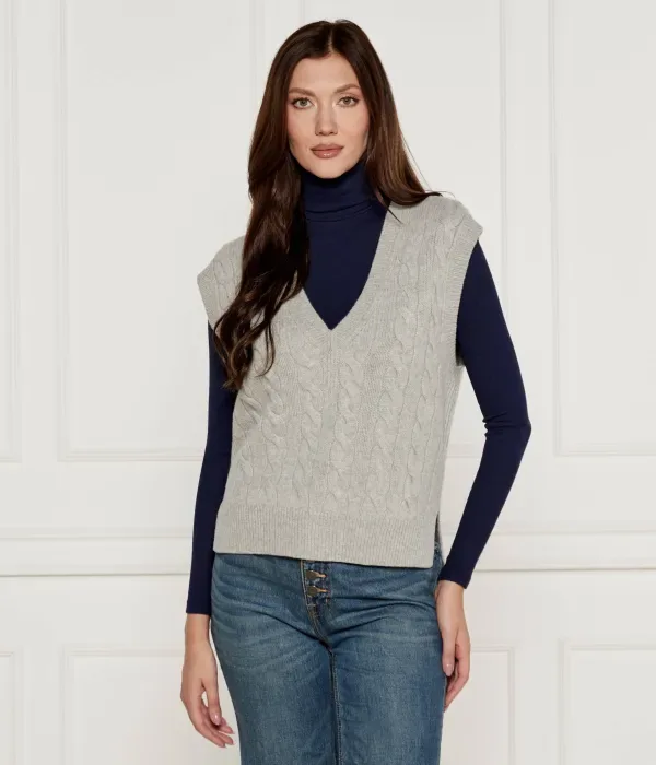 Шерстяной жилет regular fit Polo Ralph Lauren, серый
