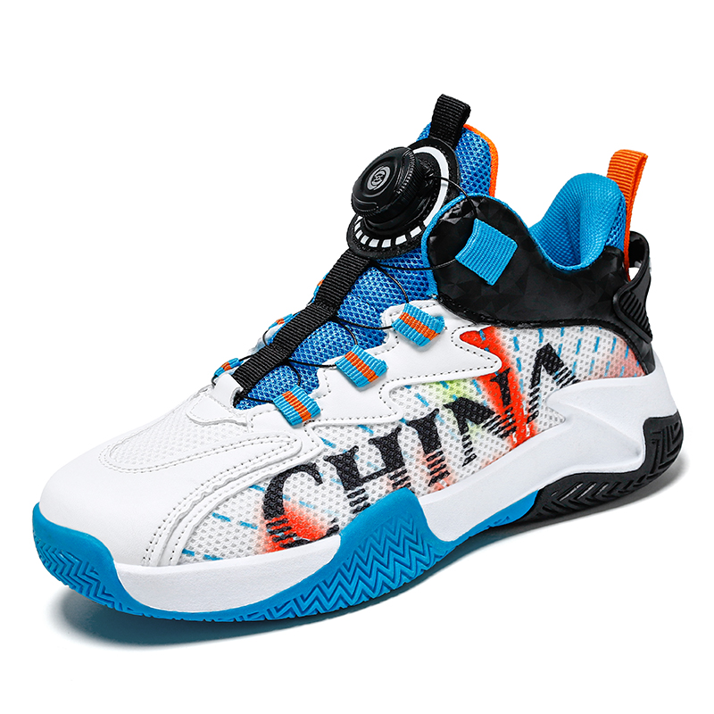 

Баскетбольные кроссовки с вращающимися кнопками, прочные, дышащие, среднего размера, детские кроссовки для бега ZIJIAN, синий