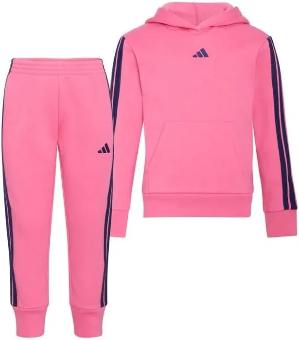 Детский спортивный костюм из флиса Adidas, куртка и штаны, Pink — фото 4