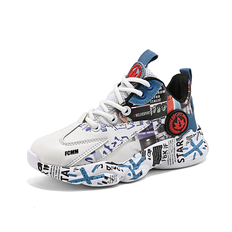 

Баскетбольные кроссовки Anti Kick Rebound Balance Mid Top для детей с противоскользящей подошвой FCMM, белый/синий