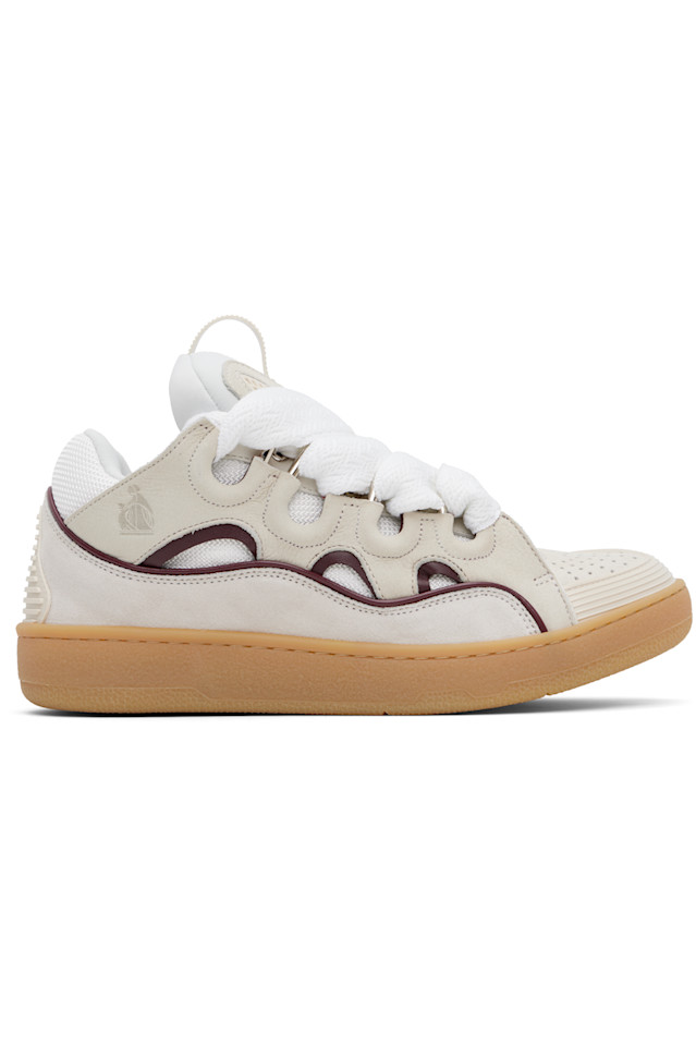 

эксклюзивные бежевые кожаные кроссовки Curb от Ssense Lanvin, мультиколор