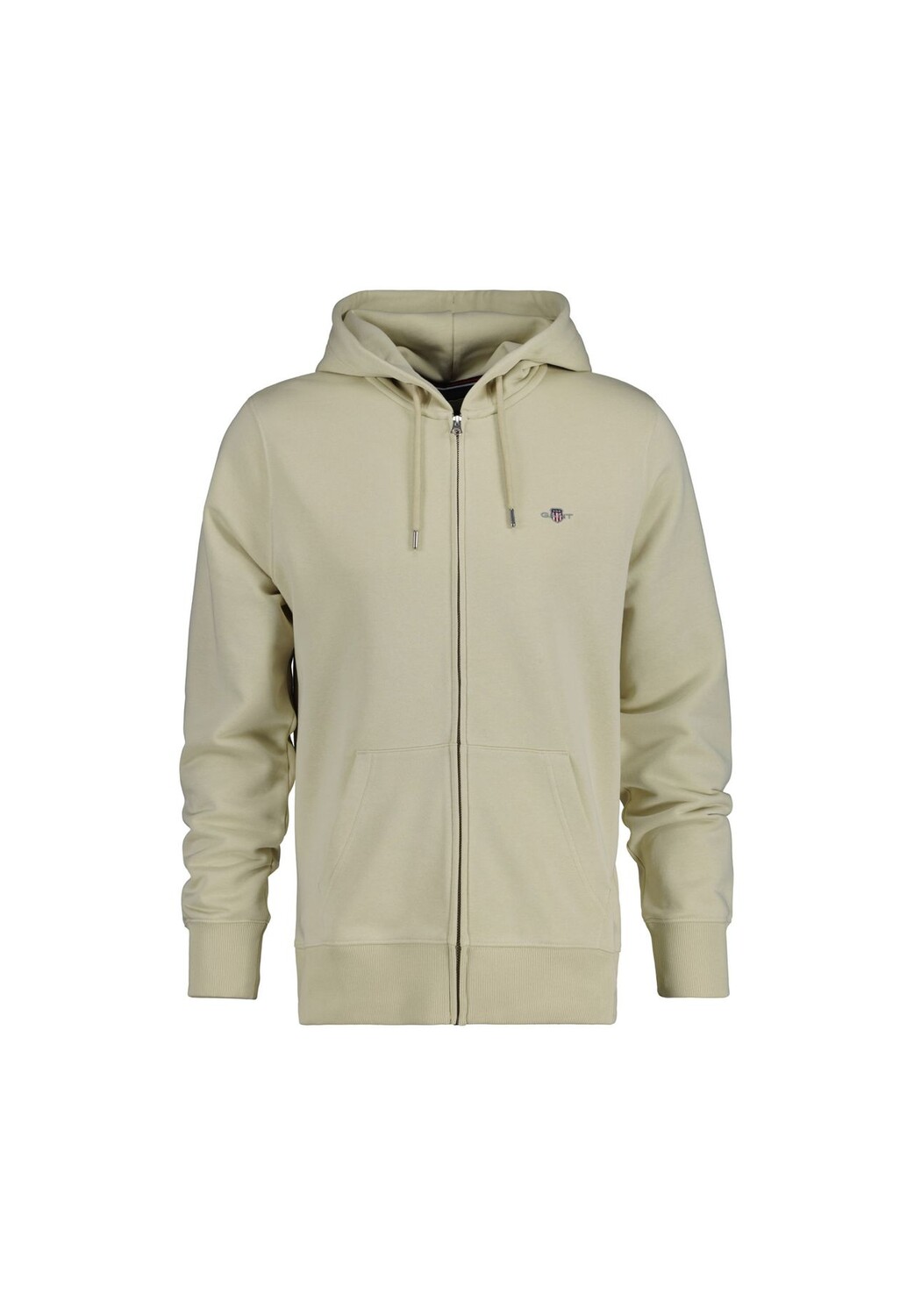

Толстовка мужская - REGULAR SHIELD FULL ZIP HOODIE, капюшон, микс хлопка GANT, бежевый