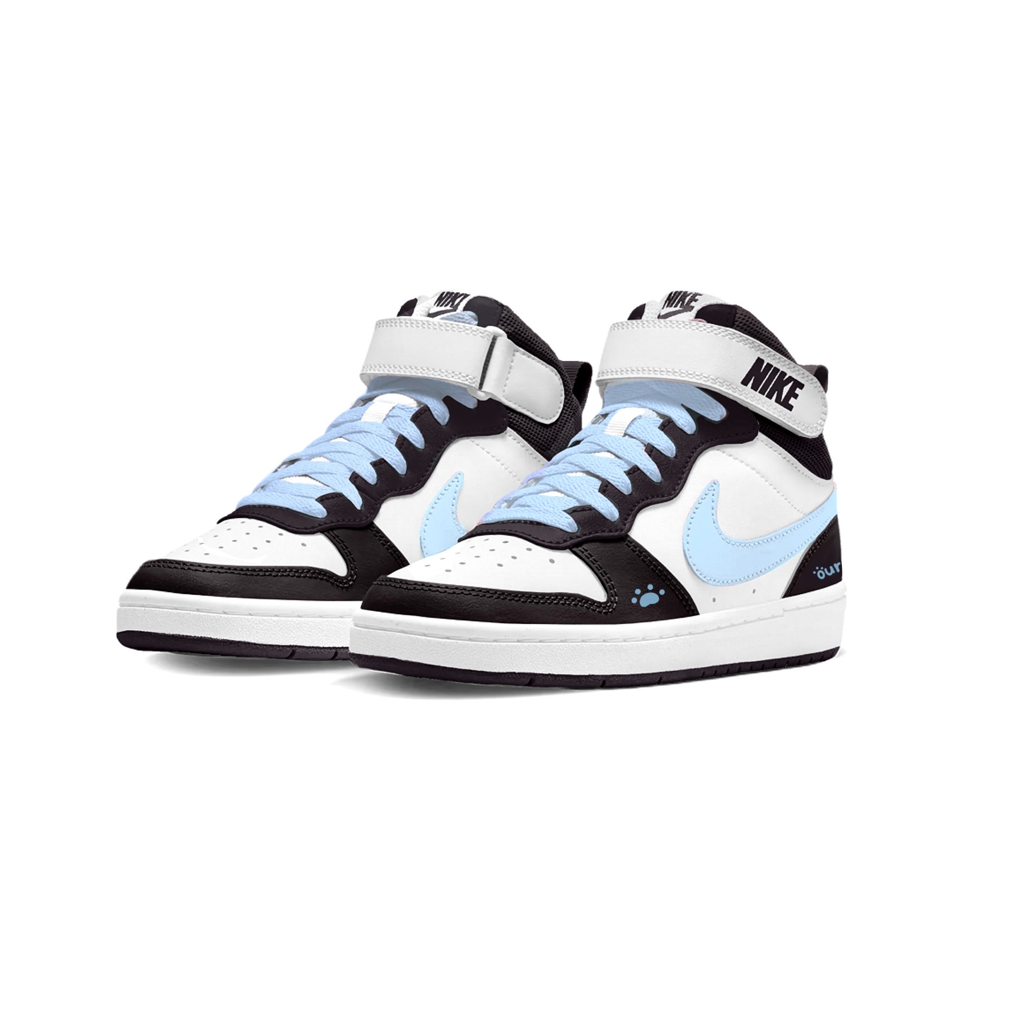 Nike Court Royale 2 Milk Blue Kitten Leather Abrasion Resistant Slip Resistant High top Skateboard Shoes Blue Unisex — фото 4