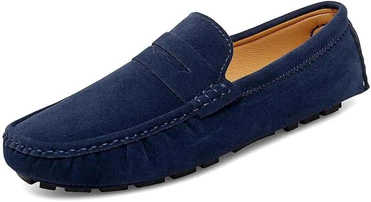 Лоферы мужские, синие, Suede Vamp Penny Driving Loafers, Blue SayfuR