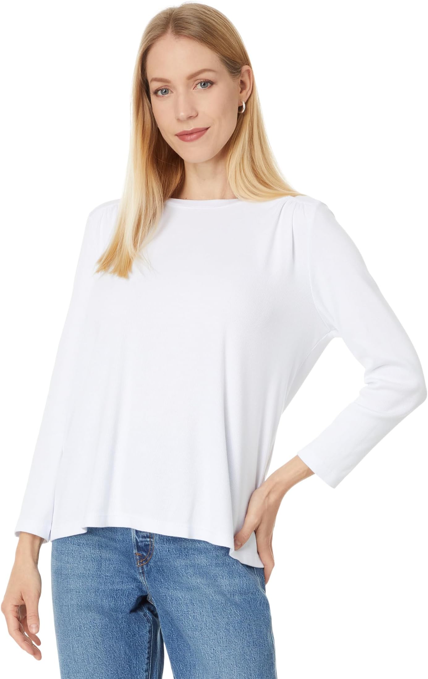 

Футболка Michael Stars Shelby Ruched Shoulder 3/4 Sleeve Tee, белый