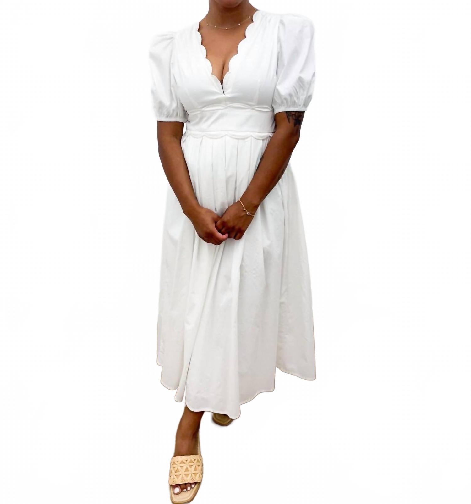 

Сладкая простота миди-платье с буфами в белом TCEC