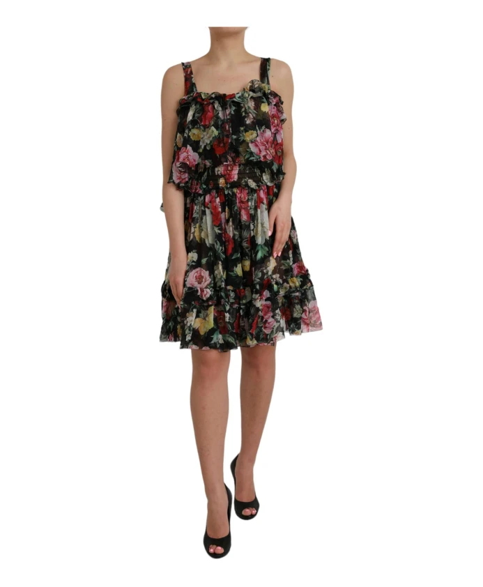 

Платье из шелкового шифона с цветочным узором Dolce & Gabbana, мультиколор