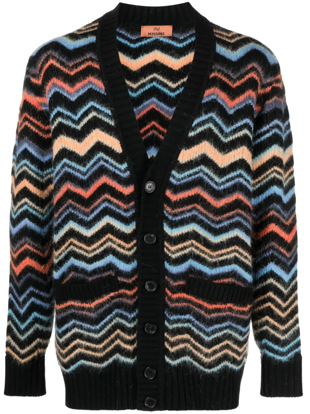 

Кардиган в рубчик с узором зигзаг Missoni, черный