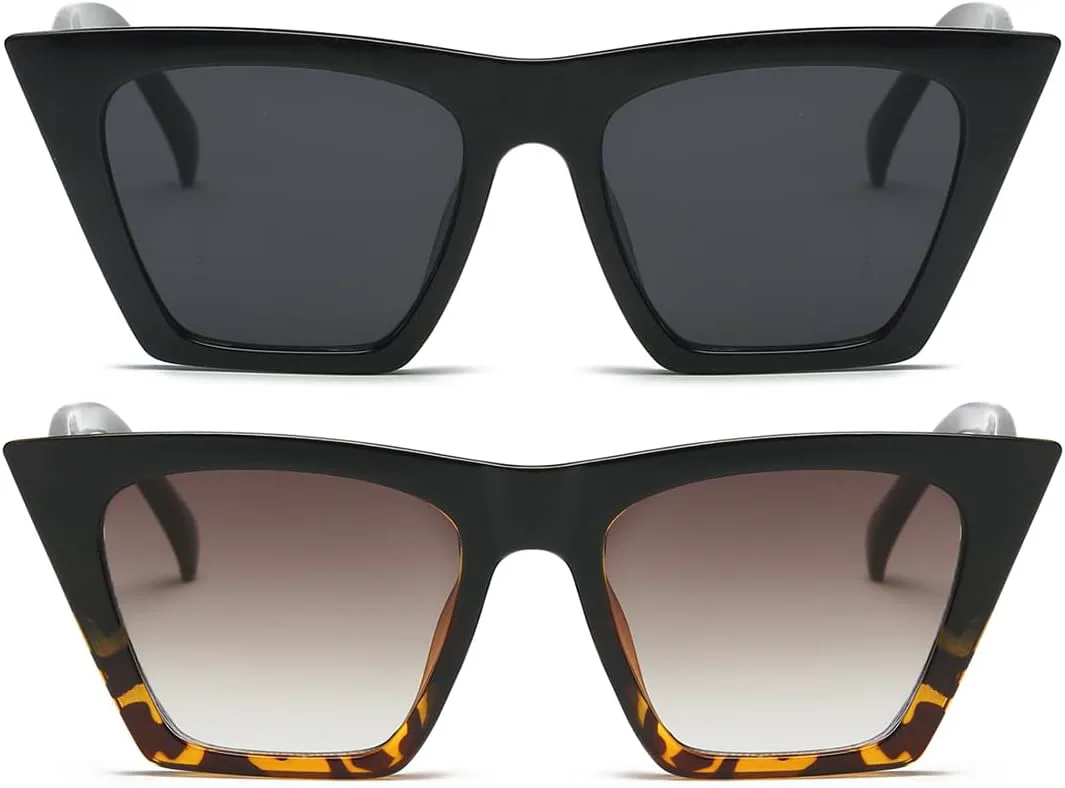 

Солнцезащитные очки Dollger Square Cat Eye для женщин, модные ретро-классические солнцезащитные очки с защитой от УФ-излучения UV400, A1-black and Tortoise