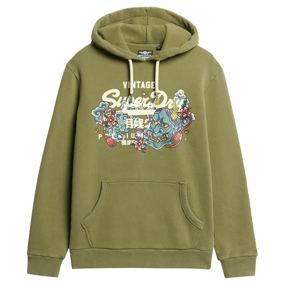 

Худи Superdry Tokyo Vl Graphic, зеленый