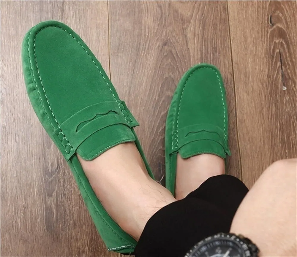 Мокасины мужские замшевые, Loafers, зеленый DHFIRUFSHLO — фото 3
