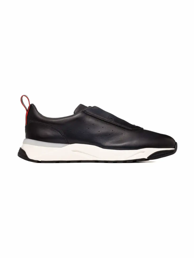 

Кожаные кроссовки с логотипом Santoni, тёмно-синий