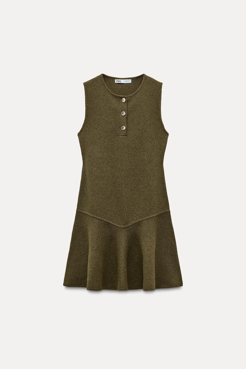 

Трикотажное платье с баской ZARA, оливково-зеленый