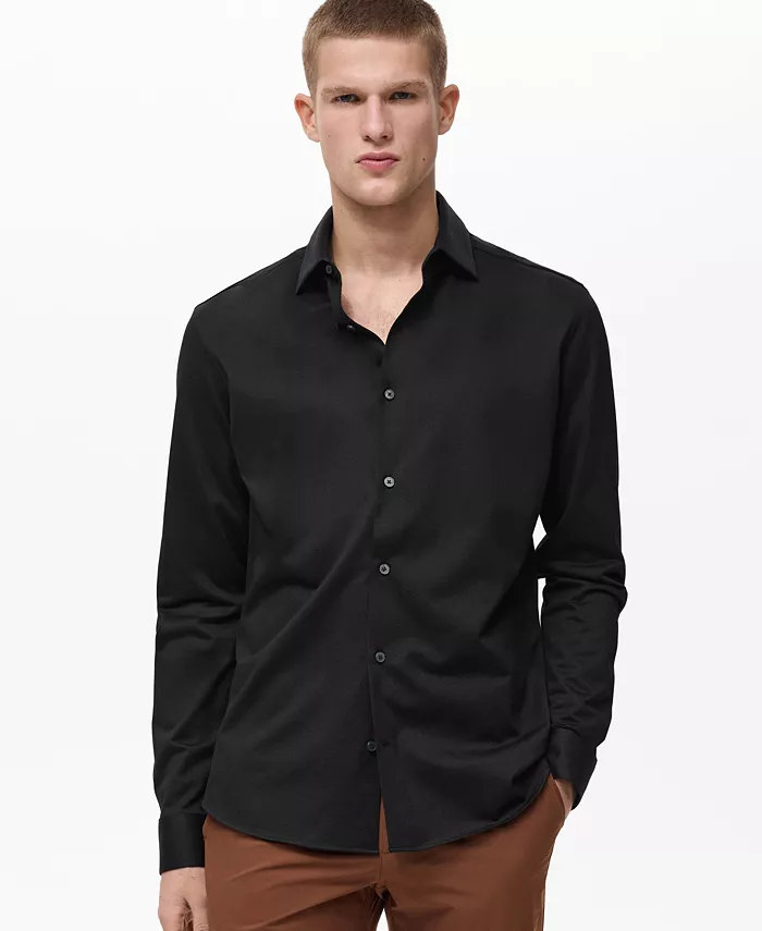 

Мужская рубашка Comfort Stretch MANGO, черный