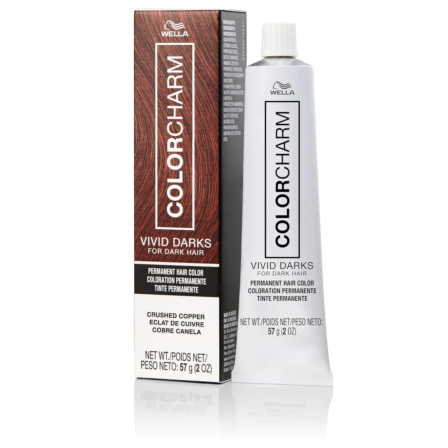 COLORCHARM VIVID DARKS Permanent Cream Color, стойкий крем-краска для темных волос, поднимает тон на 3-4 уровня без осветления, с питательными липидами и веганской формулой, 59 мл, Crushed Copper, Rich Vibrant Orange Copper