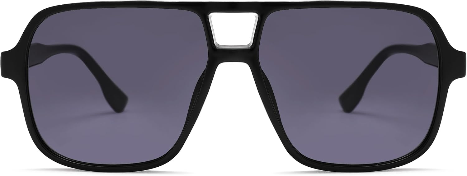 

Солнцезащитные очки Pro Acme Oversized Retro Aviator для женщин и мужчин, винтажные квадратные, в стиле 70-х, с защитой от УФ-излучения UV400, A4 Black Frame/Grey Lens