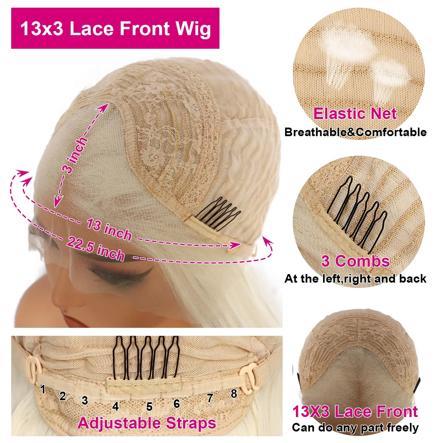 Прямой парик на кружевной основе «Lace Front Wigs» 66 см, белый блонд от Sapphirewigs Sapphirewigs — фото 4