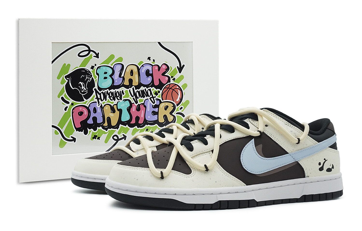 

Кроссовки Nike Dunk Skateboarding Shoes Unisex Low-top White/brown/blue, белый