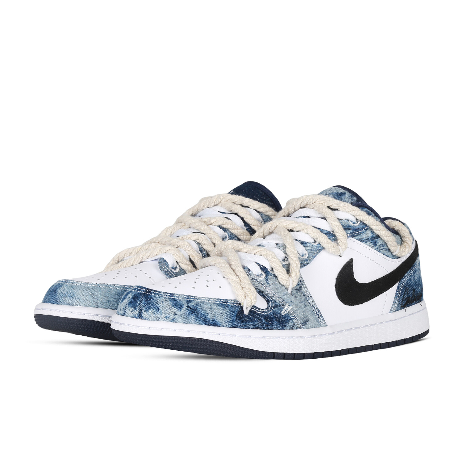 Кроссовки Air Jordan 1 Vintage Basketball Shoes Men Low-top White/blue/black, белый/синий — фото 3