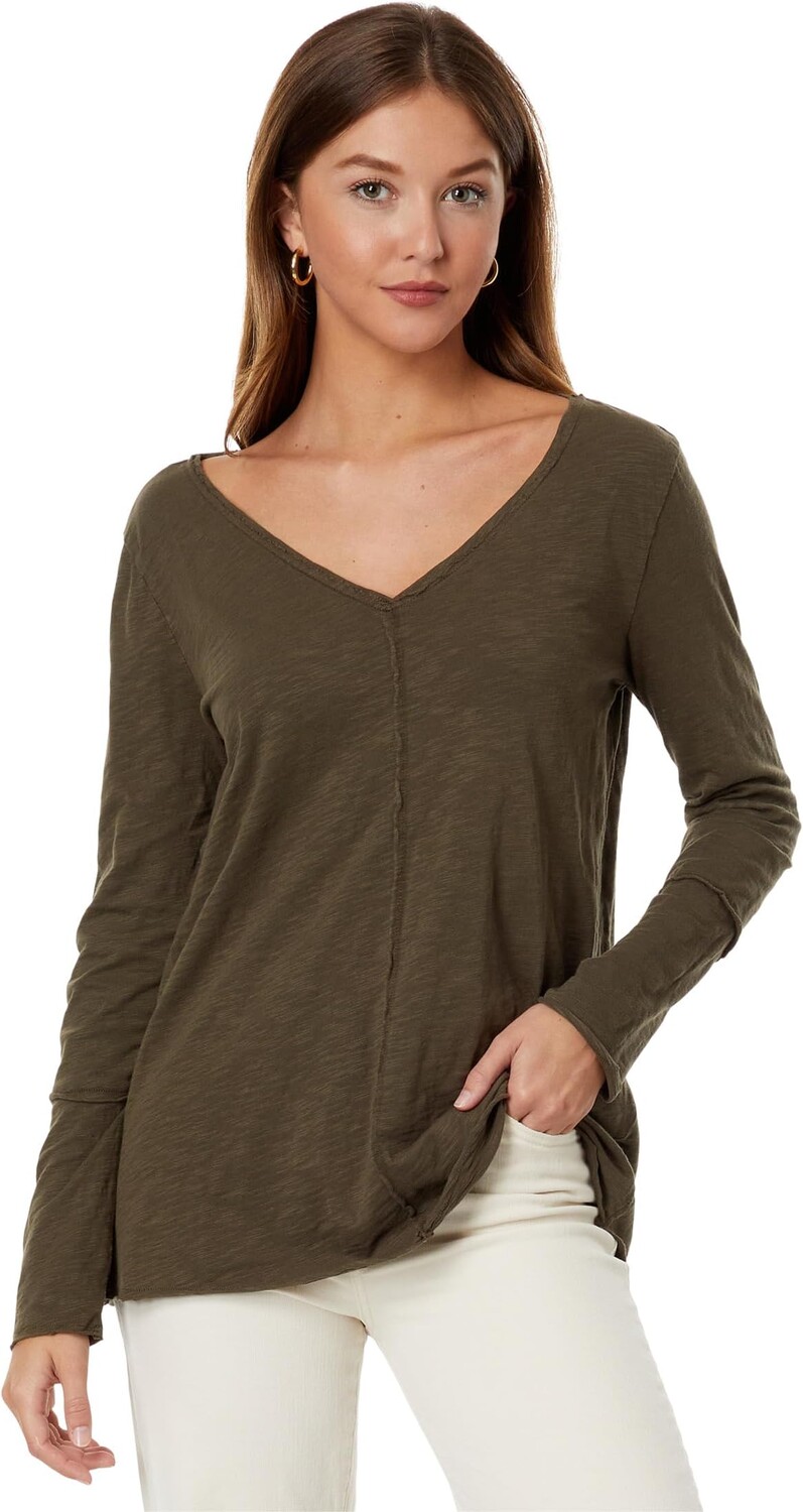 

Лонгслив Mod-o-doc Slub Jersey Long Sleeve Wide V-Neck Tunic, цвет Olive Thistle