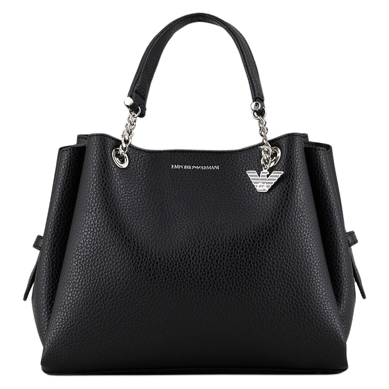 

EMPORIO ARMANI Кожаная сумка-шоппер, женская сумка-тоут, черная