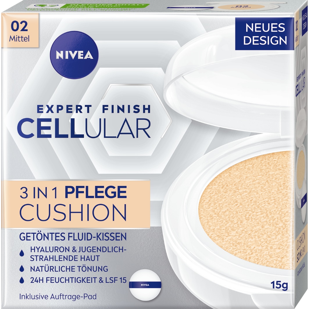 

Пудра для лица cellular expert finish 3in1 pflege cushion dunkel Nivea, 2 - medium, объем 15 мл