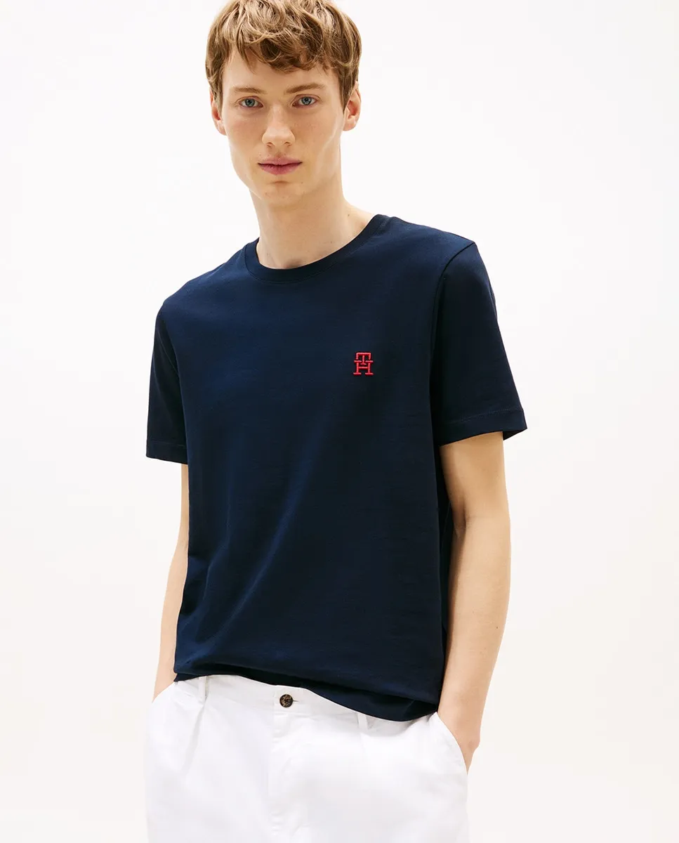 

Мужская футболка с вышитым брендингом Tommy Hilfiger, тёмно-синий