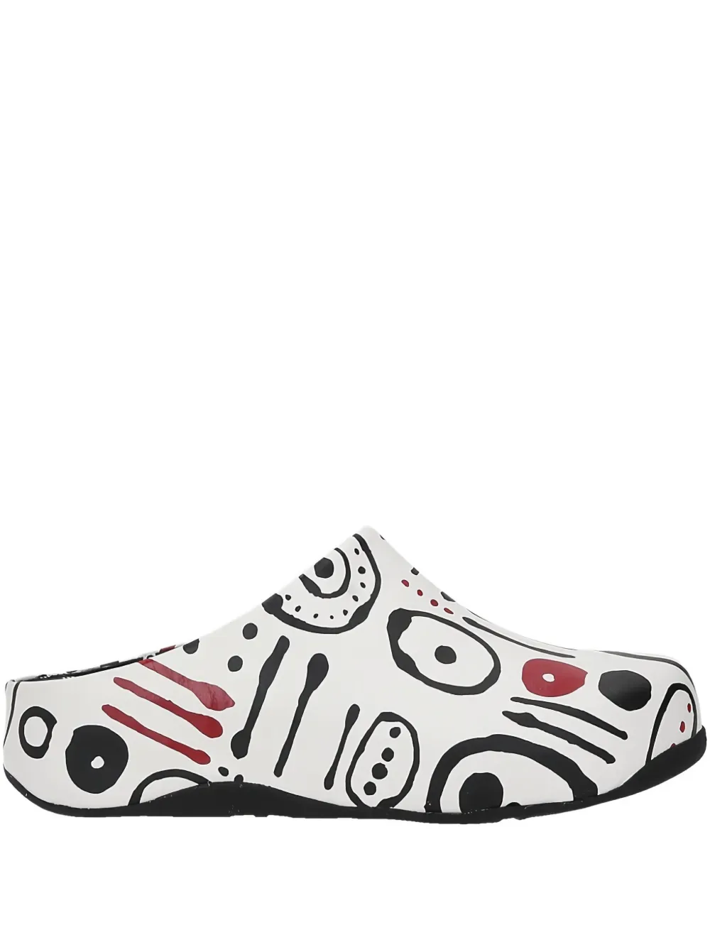 Мюли с графичным принтом FitFlop, белый