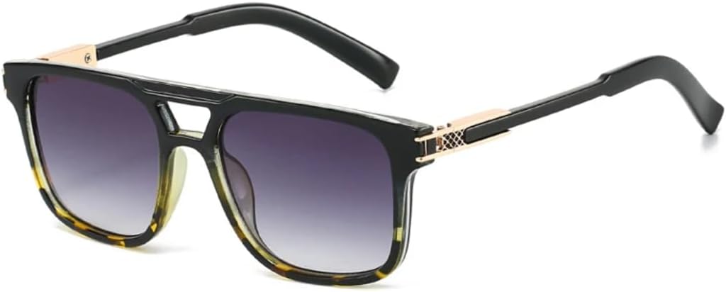 

Солнцезащитные очки для мужчин и женщин - защита UV400 - круглая оправа, двойные перемычки, градиентные линзы, для занятий спортом на открытом воздухе и вождения DSVIGF, Black Gray Gradient