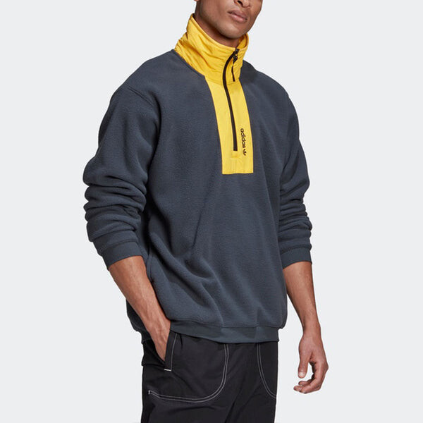 Толстовка originals adv block fle colorblock half zipper casual sports gray Adidas, серый — фото 3