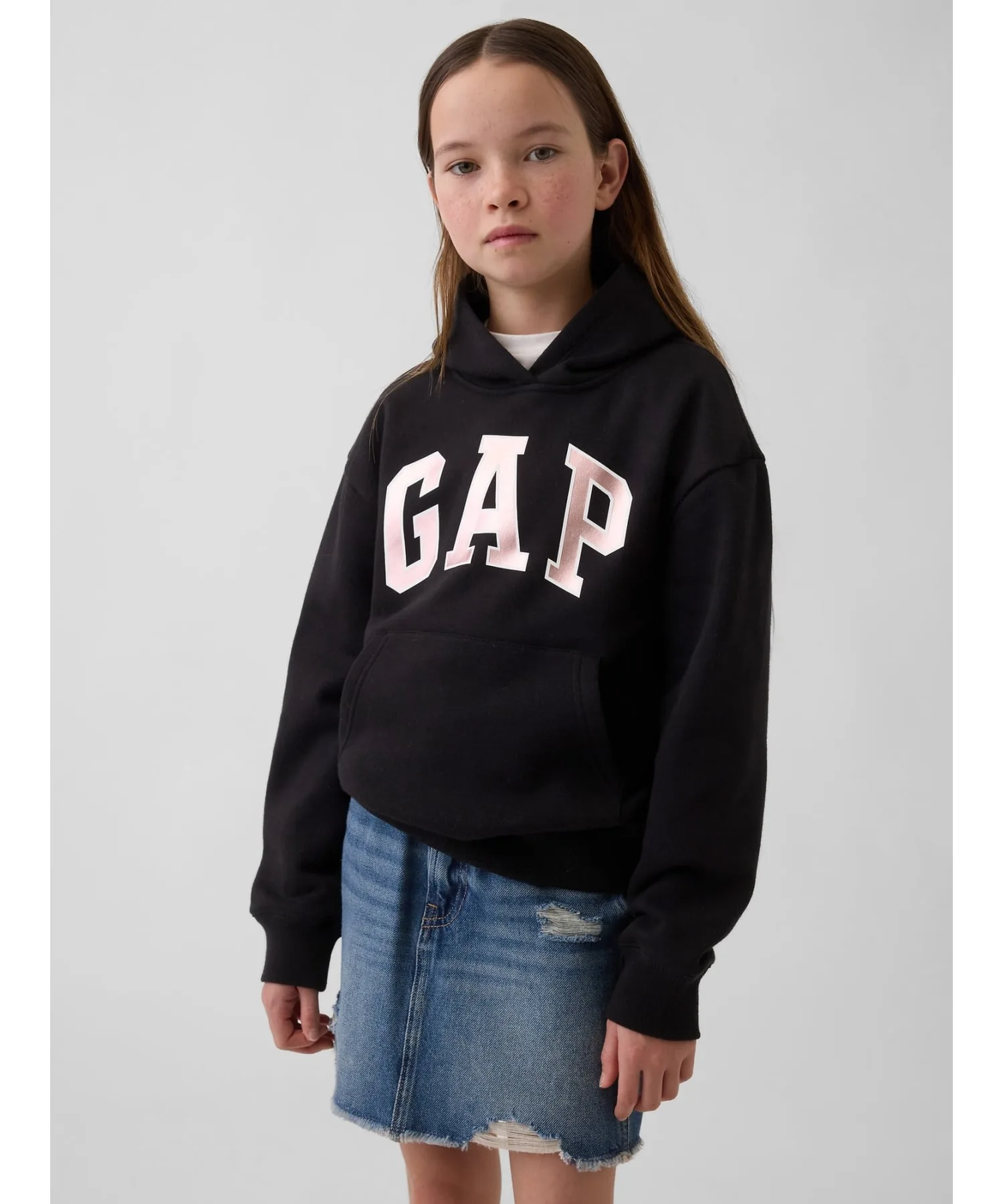 (K) Толстовка свободного кроя с логотипом GAP (детская), TRUE_BLACK