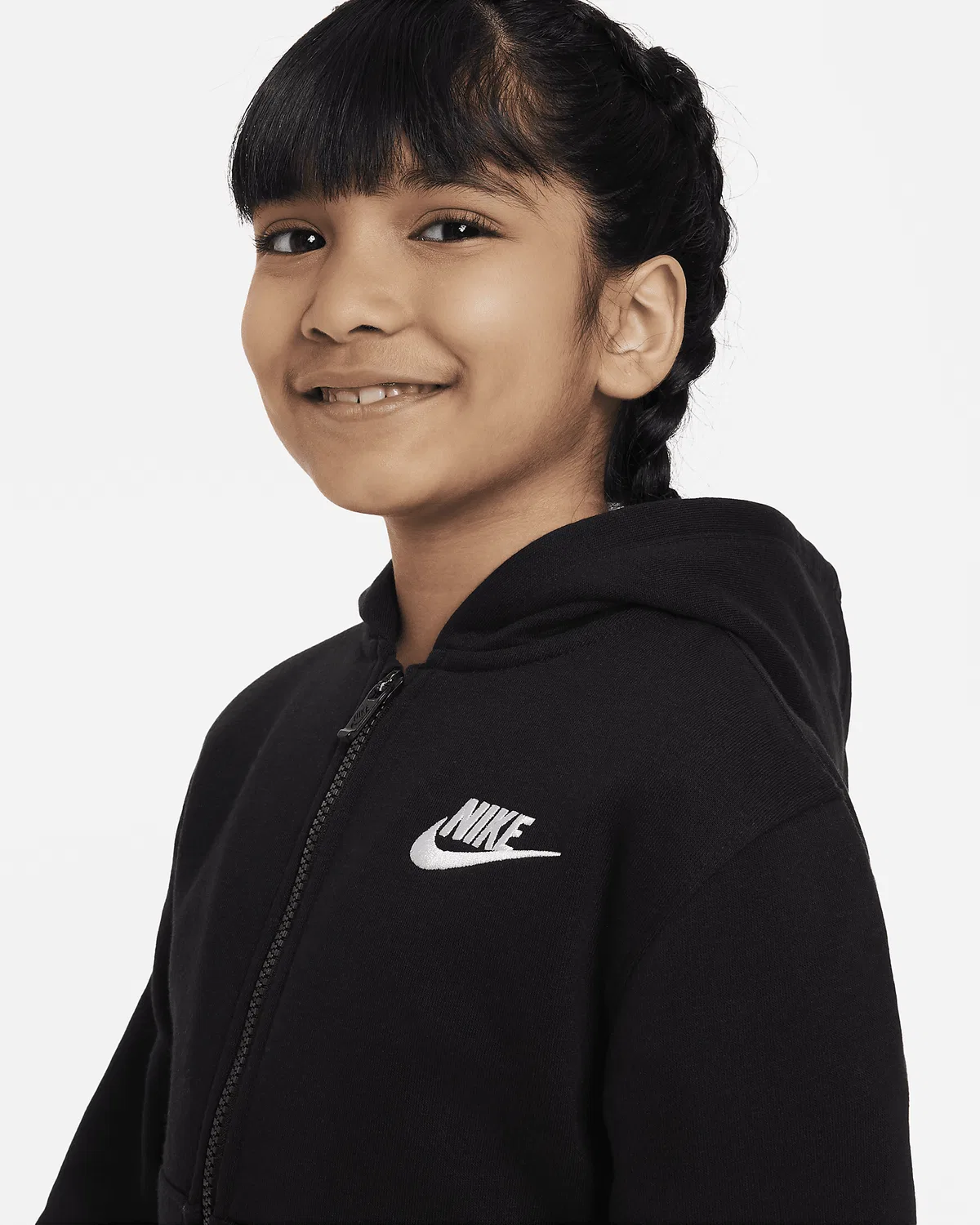 Детская флисовая кофта Nike Sportswear Club Fleece на молнии, Black — фото 3