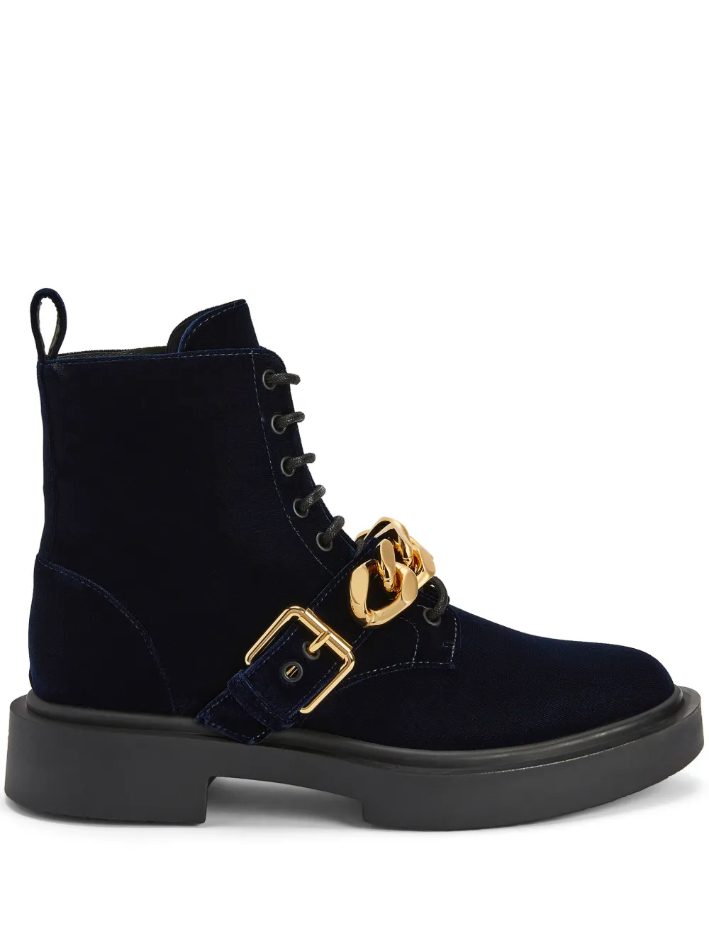 Бархатные ботинки Adric на шнуровке Giuseppe Zanotti, синий
