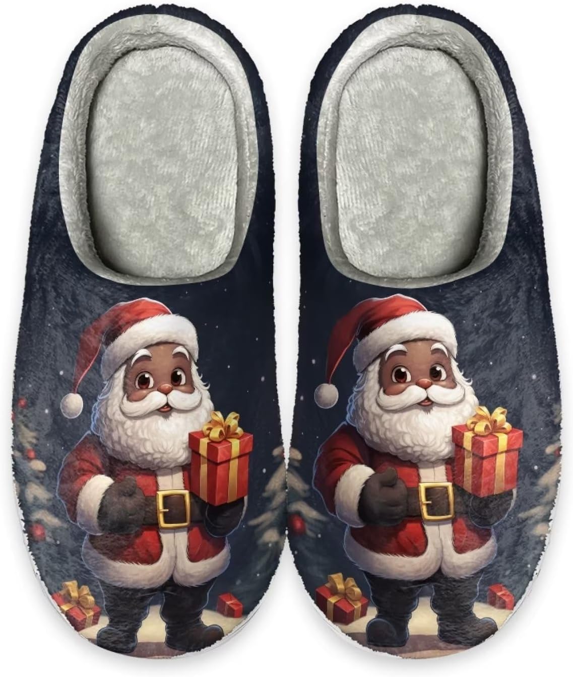 

Тапочки Showudesigns для женщин и мужчин, удобная обувь, теплые, Christmas Santa Claus Design