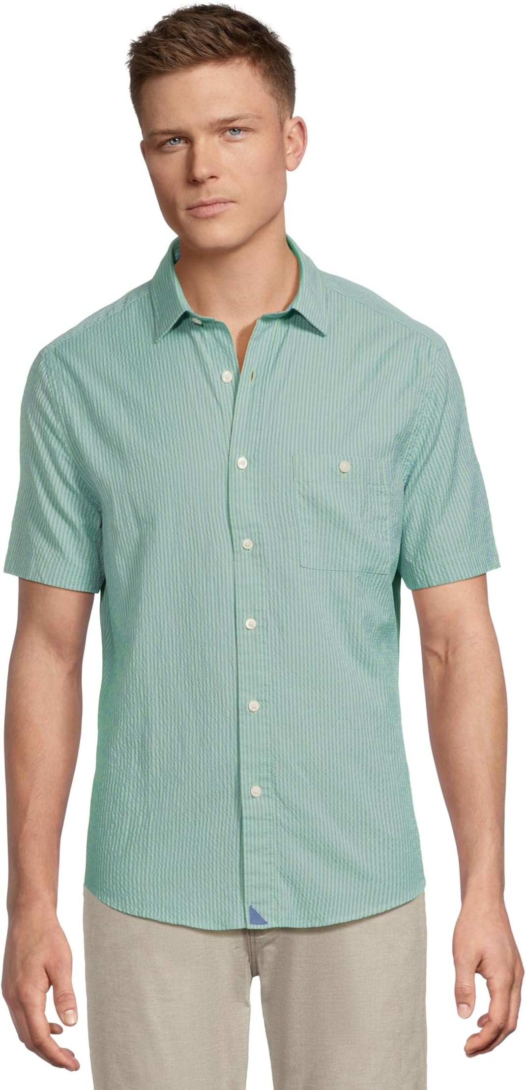

Рубашка UNTUCKit Performance Short Sleeve Forbes Seersucker Shirt, зеленый