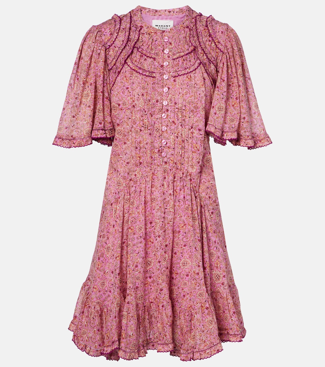 

Мини-платье из хлопка с рюшами Celyn Marant Etoile, розовый