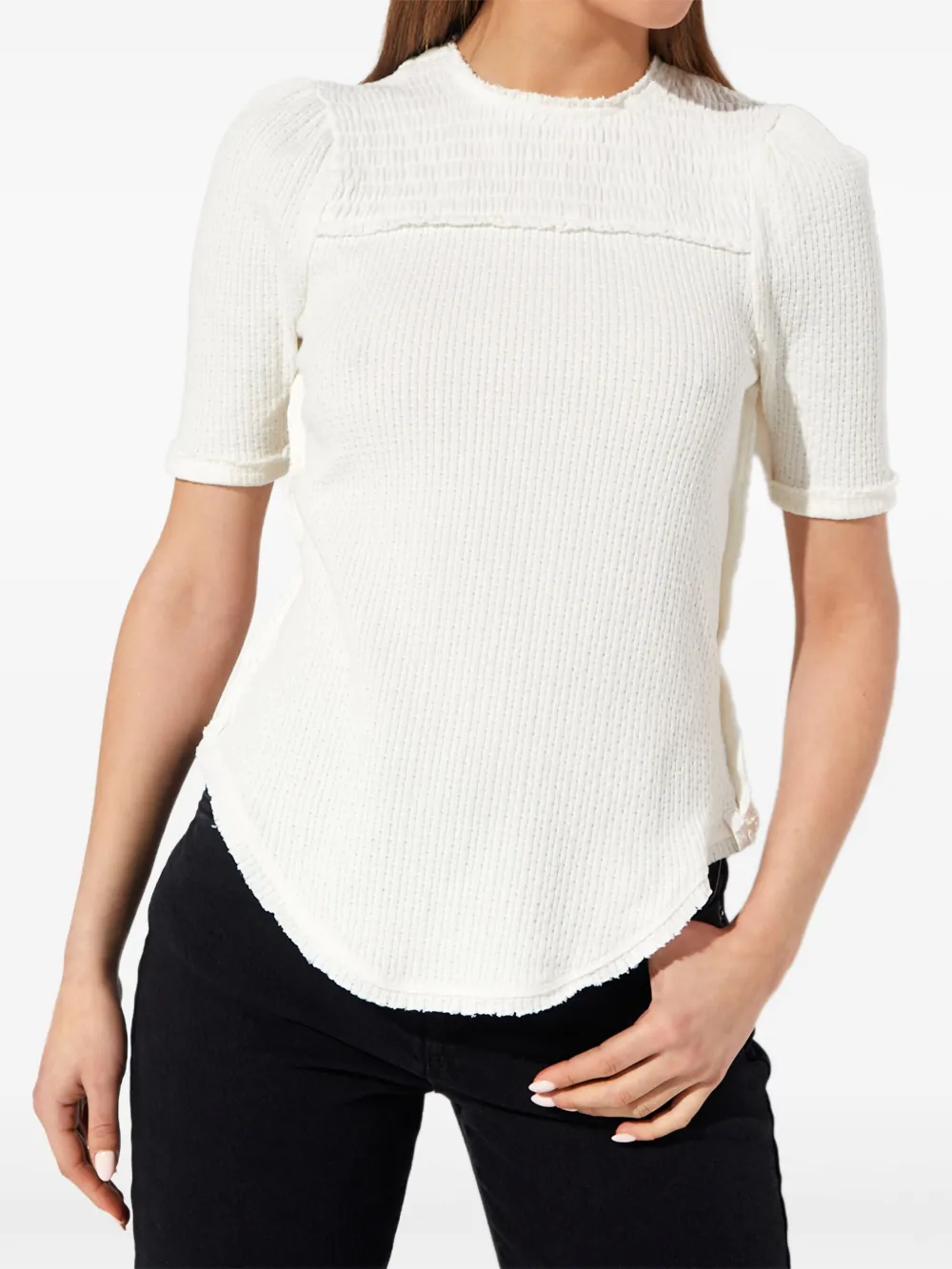 

Футболка с короткими рукавами и оборками Free People, белый