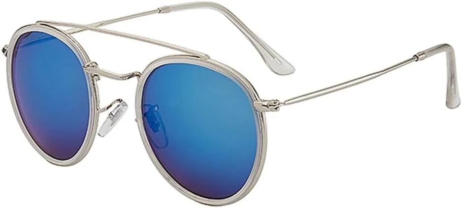 

Ретро-круглые солнцезащитные очки в панк-стиле с металлической оправой для мужчин и женщин, модные очки с защитой от УФ-излучения UV400 JWMSXYQR, Silver Blue