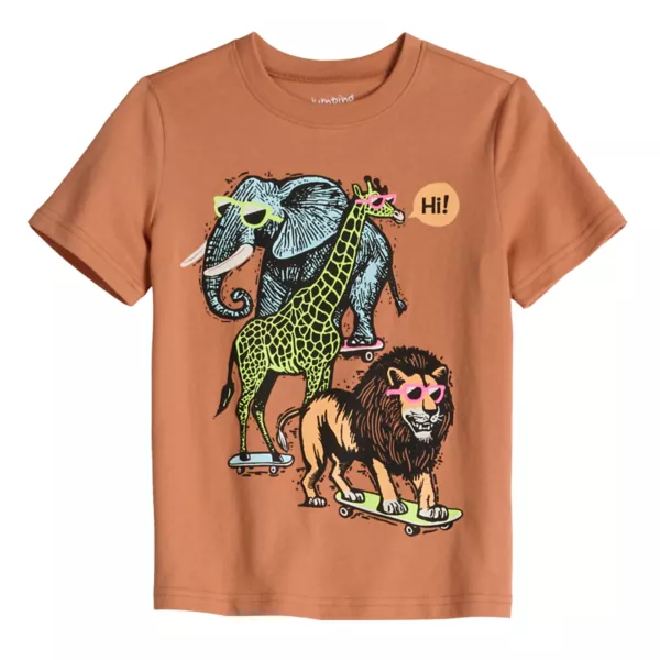 

Футболка с коротким рукавом и принтом для мальчиков 4–12 лет Jumping Beans, цвет tan wild animals